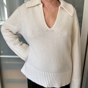 Jenni Kayne Ivory Cashmere Phoebe V-Neck Sweater